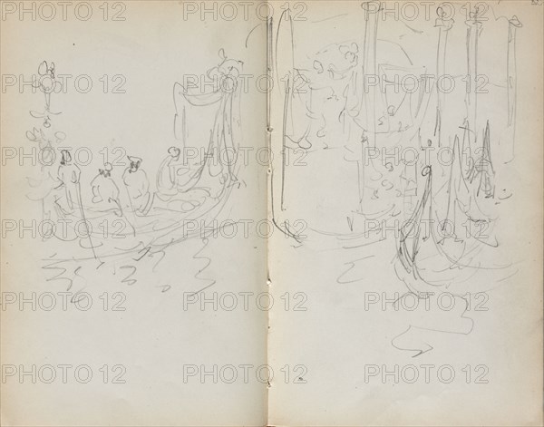 Italian Sketchbook: Venetian Harbor View (page 31 & 32), 1898-1899. Maurice Prendergast (American, 1858-1924). Pencil; sheet: 16.7 x 10.8 cm (6 9/16 x 4 1/4 in.).