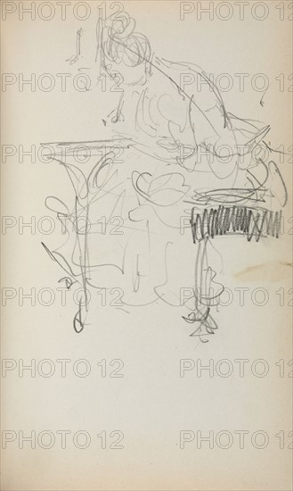 Italian Sketchbook: Seated Woman Sewing (page 153), 1898-1899. Maurice Prendergast (American, 1858-1924). Pencil; sheet: 16.7 x 10.8 cm (6 9/16 x 4 1/4 in.).