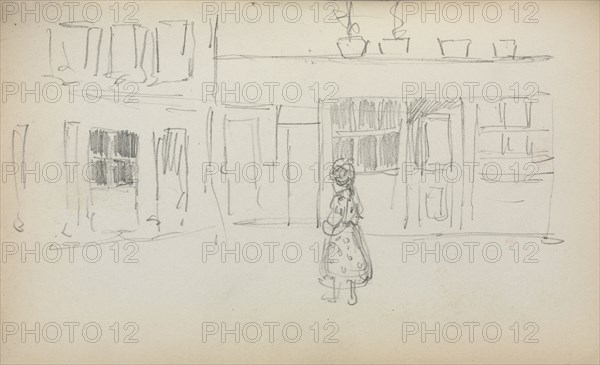 Italian Sketchbook: Street Scene with a Girl ( page 159), 1898-1899. Maurice Prendergast (American, 1858-1924). Pencil; sheet: 16.7 x 10.8 cm (6 9/16 x 4 1/4 in.).