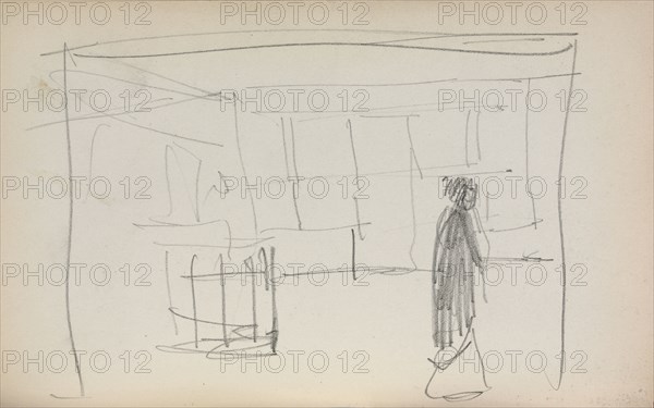 Italian Sketchbook: Figure in an interior (page 175), 1898-1899. Maurice Prendergast (American, 1858-1924). Pencil; sheet: 16.7 x 10.8 cm (6 9/16 x 4 1/4 in.).