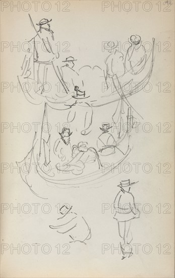 Italian Sketchbook: Two Gondolas with figures, 1898-1899. Maurice Prendergast (American, 1858-1924). Pencil; sheet: 16.7 x 10.8 cm (6 9/16 x 4 1/4 in.).