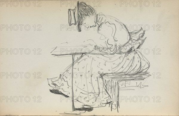 Italian Sketchbook: Seated Woman (page 107), 1898-1899. Maurice Prendergast (American, 1858-1924). Pencil; sheet: 16.7 x 10.8 cm (6 9/16 x 4 1/4 in.).