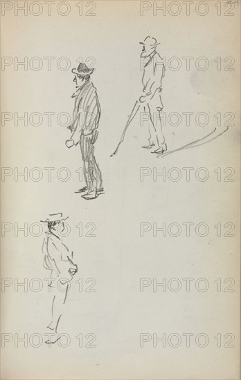 Italian Sketchbook: Three Standing Men (page 44), 1898-1899. Maurice Prendergast (American, 1858-1924). Pencil; sheet: 16.7 x 10.8 cm (6 9/16 x 4 1/4 in.).
