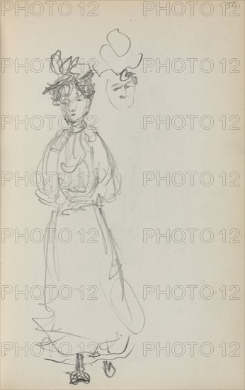 Italian Sketchbook: Standing Woman, face (page 52), 1898-1899. Maurice Prendergast (American, 1858-1924). Pencil; sheet: 16.7 x 10.8 cm (6 9/16 x 4 1/4 in.).