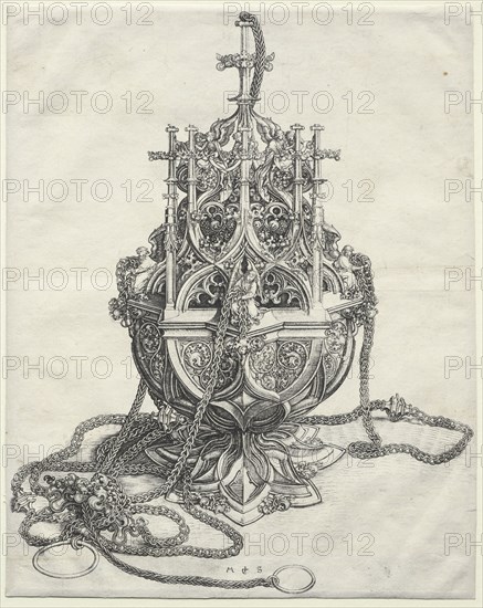 A Censer, c. 1480-1490. Martin Schongauer (German, c.1450-1491). Engraving; sheet: 26.3 x 21 cm (10 3/8 x 8 1/4 in.)