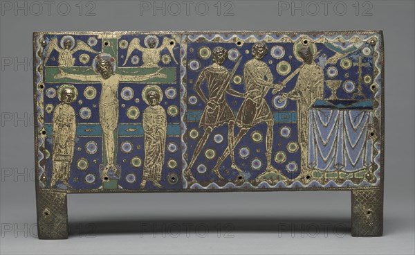 Plaque from a Chasse for Relics of Saint Thomas Becket, 1220-1225. And workshop Master G. Alpais (French). Copper: gilded and engraved; champlevé enamel; overall: 16.9 x 28.5 x 0.5 cm (6 5/8 x 11 1/4 x 3/16 in.).