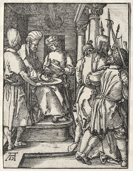 The Small Passion:  Pilate Washing His Hands, 1509-1511. Albrecht Dürer (German, 1471-1528). Woodcut