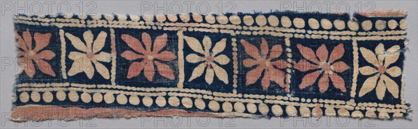 Fragment, 1400s ?. India, 15th century (?). Stamped resist, stamped mordant dyed; cotton ground; overall: 25.5 x 6.7 cm (10 1/16 x 2 5/8 in.).