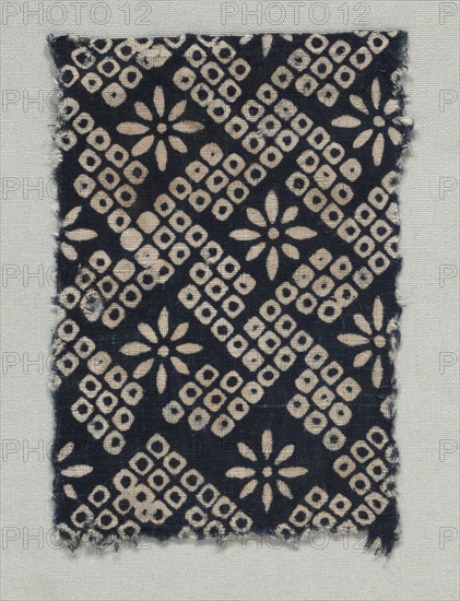 Fragment, 1400s ?. India, 15th century (?). Stamped resist, dyed; cotton; overall: 10.2 x 15 cm (4 x 5 7/8 in.)