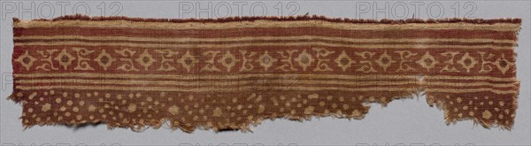 Fragment, 1100s - 1300s. India, 12th-14th century. Plain cloth, resist dyed; cotton; overall: 6.4 x 27.3 cm (2 1/2 x 10 3/4 in.)