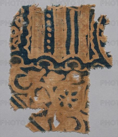 Fragment, 1100s - 1300s. India, 12th-14th century. Plain cloth, resist dyed; cotton; overall: 15.9 x 20 cm (6 1/4 x 7 7/8 in.)