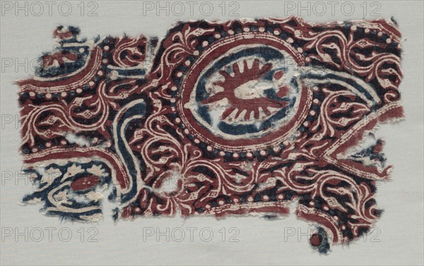 Fragment, 1400s. India, 15th century. Drawn resist, painted mordant, dyed; cotton; overall: 31.8 x 20 cm (12 1/2 x 7 7/8 in.)