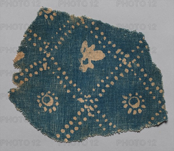 Fragment, 1100s - 1300s. India, 12th-14th century. Plain cloth, resist dyed; cotton; overall: 22.3 x 18.8 cm (8 3/4 x 7 3/8 in.).