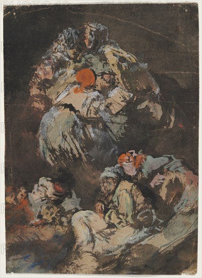 Figures, 1850-1860. Eugenio Lucas Velázquez (Spanish, 1817-1870). Watercolor; sheet: 21.7 x 15.6 cm (8 9/16 x 6 1/8 in.).