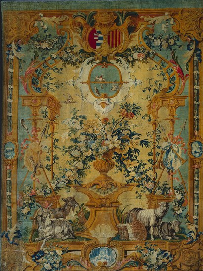 Panel: Spring, c. 1715. Royal Savonnerie Manufactory, Chaillot Workshops (French, est. 1627). Savonnerie knotted-pile (144 symmetrical rug knots per square inch); wool, hemp; overall: 274.3 x 219.7 cm (108 x 86 1/2 in.).