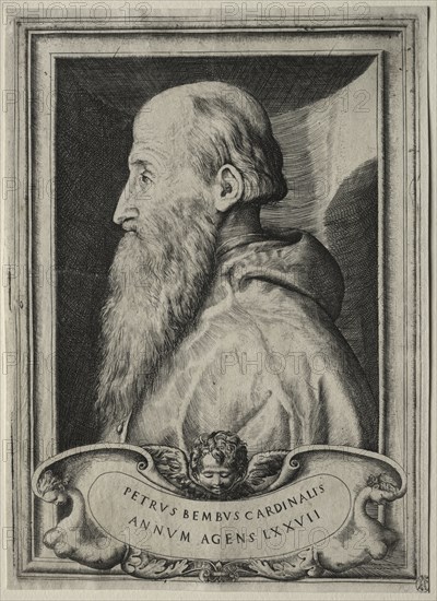 Portrait of Cardinal Pietro Bembo, 1547. Giulio Bonasone (Italian, c. 1510-aft 1576). Etching