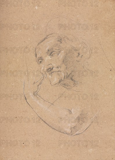 Verona Sketchbook: Head of a woman with left arm (page 13), 1760. Francesco Lorenzi (Italian, 1723-1787). Black chalk with white heightening ; sheet: 32 x 23 cm (12 5/8 x 9 1/16 in.).