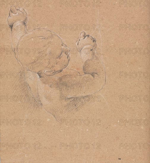 Verona Sketchbook: Putto (page 22), 1760. Francesco Lorenzi (Italian, 1723-1787). Black chalk with white heightening ; sheet: 32 x 23 cm (12 5/8 x 9 1/16 in.).