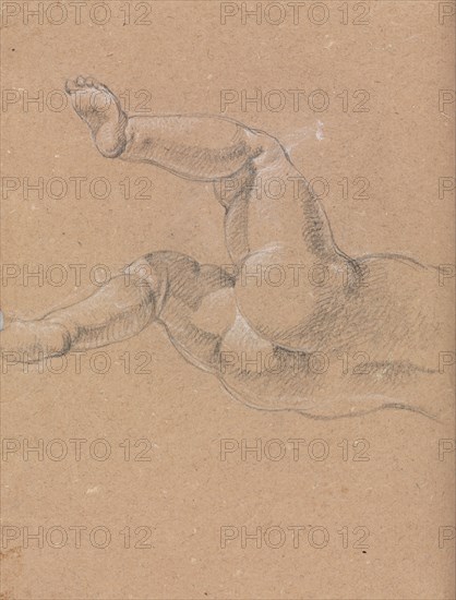 Verona Sketchbook: Putto (lower half of body) (page 24), 1760. Francesco Lorenzi (Italian, 1723-1787). Black chalk with white heightening ; sheet: 32 x 23 cm (12 5/8 x 9 1/16 in.).