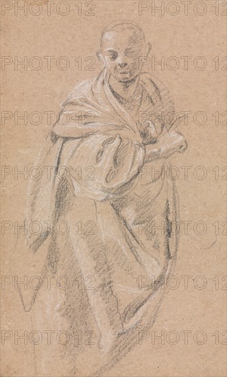 Verona Sketchbook: Standing monk (page 52), 1760. Francesco Lorenzi (Italian, 1723-1787). Black chalk with white heightening ; sheet: 32 x 23 cm (12 5/8 x 9 1/16 in.).