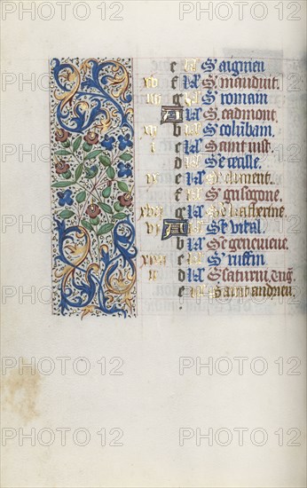 Book of Hours (Use of Rouen): fol. 11v, c. 1470. Master of the Geneva Latini (French, active Rouen, 1460-80). Ink, tempera, and gold on vellum; codex: 19.5 x 13.1 cm (7 11/16 x 5 3/16 in.)