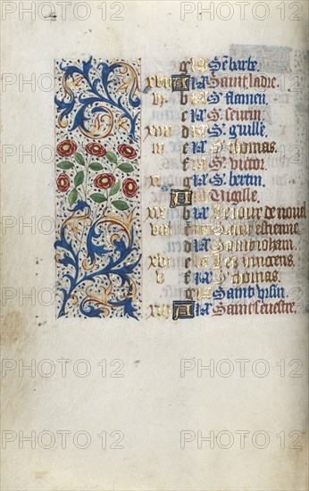 Book of Hours (Use of Rouen): fol. 12v, c. 1470. Master of the Geneva Latini (French, active Rouen, 1460-80). Ink, tempera, and gold on vellum; codex: 19.5 x 13.1 cm (7 11/16 x 5 3/16 in.).