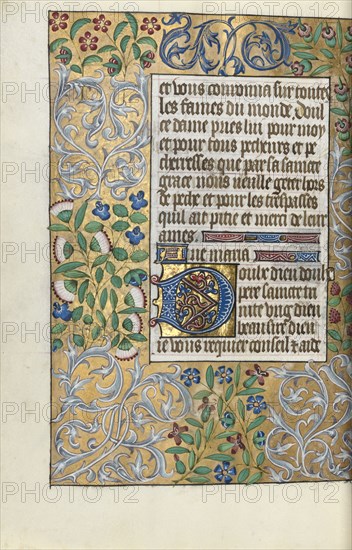 Book of Hours (Use of Rouen): fol. 151v, Elaborate Border of Foliage, c. 1470. Master of the Geneva Latini (French, active Rouen, 1460-80). Ink, tempera, and gold on vellum; codex: 19.5 x 13.1 cm (7 11/16 x 5 3/16 in.).
