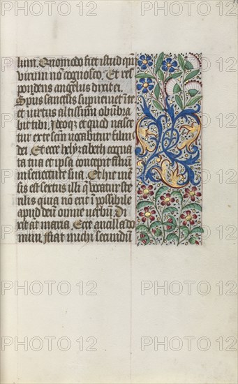 Book of Hours (Use of Rouen): fol. 16r, c. 1470. Master of the Geneva Latini (French, active Rouen, 1460-80). Ink, tempera, and gold on vellum; codex: 19.5 x 13.1 cm (7 11/16 x 5 3/16 in.).