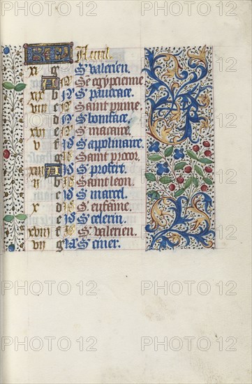 Book of Hours (Use of Rouen): fol. 4r, c. 1470. Master of the Geneva Latini (French, active Rouen, 1460-80). Ink, tempera, and gold on vellum; codex: 19.5 x 13.1 cm (7 11/16 x 5 3/16 in.).