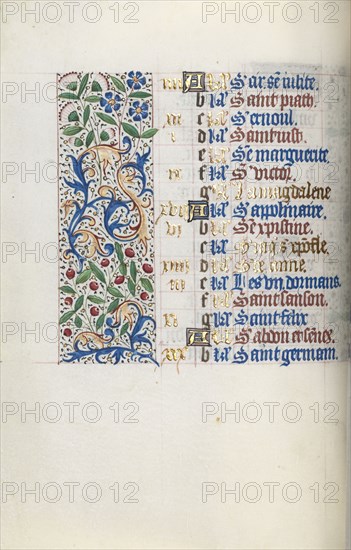 Book of Hours (Use of Rouen): fol. 7v, c. 1470. Master of the Geneva Latini (French, active Rouen, 1460-80). Ink, tempera, and gold on vellum; codex: 19.5 x 13.1 cm (7 11/16 x 5 3/16 in.).
