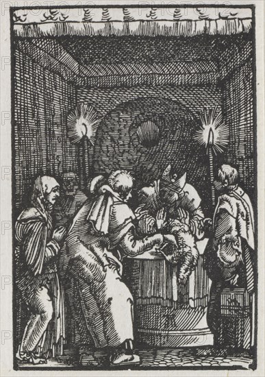 The Fall and Redemption of Man:  Joachim's Offering Rejected by the High Priest, c. 1515. Albrecht Altdorfer (German, c. 1480-1538). Woodcut