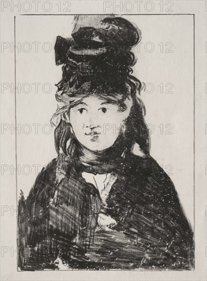 Portrait of Berthe Morisot, 1872. Edouard Manet (French, 1832-1883). Lithograph