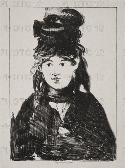 Portrait of Berthe Morisot, 1872. Edouard Manet (French, 1832-1883). Lithograph; sheet: 43.9 x 30.2 cm (17 5/16 x 11 7/8 in.); image: 20.4 x 14.1 cm (8 1/16 x 5 9/16 in.)