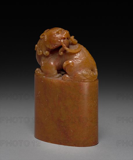Seal with Reclining Qilin, 1736-1795. China, Qing dynasty (1644-1911), Qianlong reign (1736-1795). Soapstone; overall: 6.4 cm (2 1/2 in.).