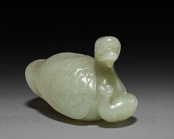 Goose and Goslings (container), 1700s. China, Qing dynasty (1644-1911). Jade; overall: 5.2 cm (2 1/16 in.).