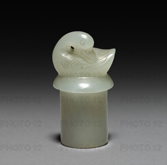 Goose and Goslings (Stopper), 1700s. China, Qing dynasty (1644-1911). Jade; overall: 5.2 cm (2 1/16 in.).