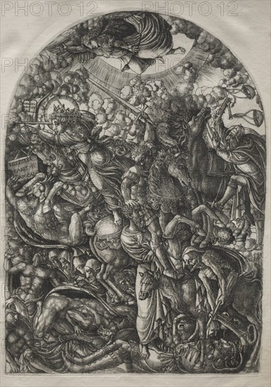 The Apocalypse:  St. John Sees the Four Riders, 1546-1556. Jean Duvet (French, 1485-1561). Engraving