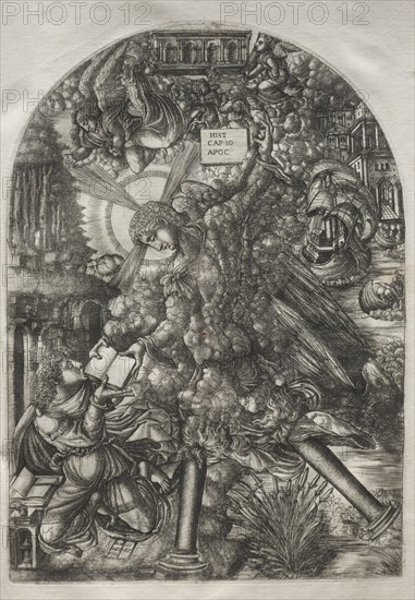 The Apocalypse:  The Angel Gives St. John the Book to Eat, 1546-1556. Jean Duvet (French, 1485-1561). Engraving