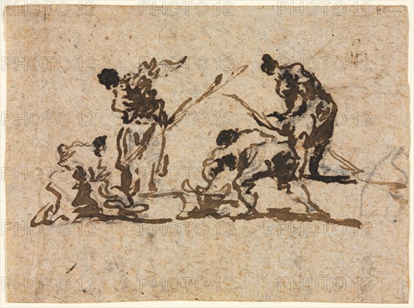Farmers and Fisherman Working, 18th century. Francesco Guardi (Italian, 1712-1793). Pen and brown ink over black chalk; sheet: 9 x 12.1 cm (3 9/16 x 4 3/4 in.).