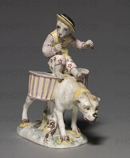 Figure of a Monkey on a Dog, c. 1745. Mennecy- Villeroy Factory (French). Soft-paste porcelain with enamel decoration; overall: 15.9 cm (6 1/4 in.).