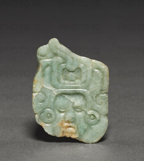 Pendant, 250-900. Maya. Jadeite; overall: 6.1 x 4.2 cm (2 3/8 x 1 5/8 in.).