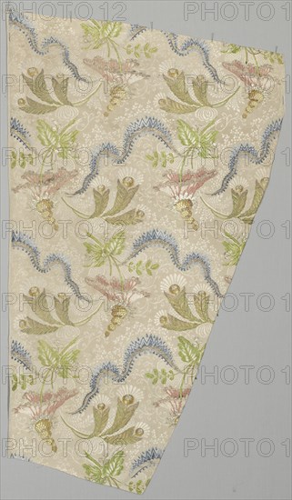 Length of Fabric, 1723-1774. France, 18th century, Period of Louis XV (1723-1774). Plain cloth, brocaded; silk; overall: 93.4 x 56 cm (36 3/4 x 22 1/16 in.)