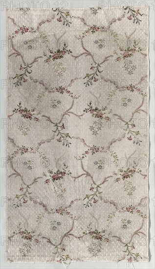 Length of Textile, 1723-1774. France, 18th century, Period of Louis XV (1723-1774). Plain twill, brocaded; silk; overall: 99.1 x 54 cm (39 x 21 1/4 in.).