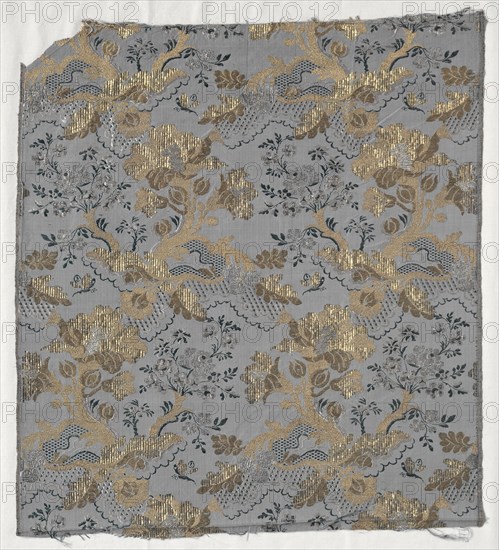 Length of Textile, 1723-1774. France, 18th century, Period of Louis XV (1723-1774). Plain cloth, brocaded; silk; overall: 59.7 x 54 cm (23 1/2 x 21 1/4 in.)