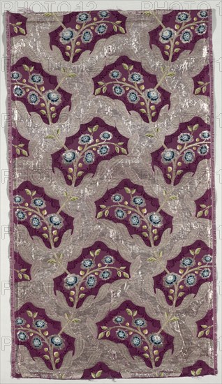 Length of Textile, 1723-1774. France, 18th century, Period of Louis XV (1723-1774). Brocade; silk and metal; overall: 92.4 x 56.2 cm (36 3/8 x 22 1/8 in.)