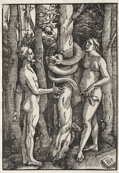 Adam and Eve, c. 1514. Hans Baldung (German, 1484/85-1545). Woodcut