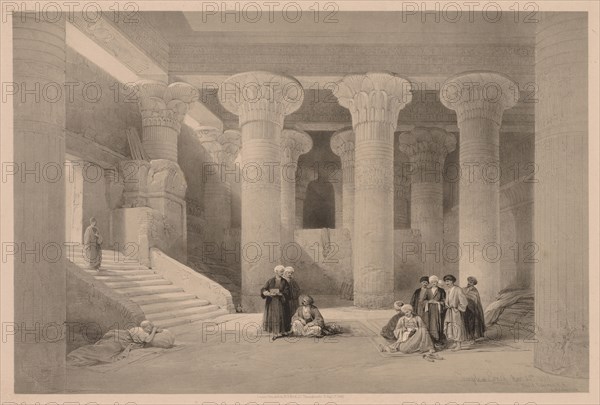 Egypt and Nubia: Volume I - No. 24, Temple at Esneh, 1838. Louis Haghe (British, 1806-1885). Color lithograph