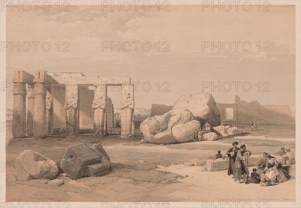 Egypt and Nubia: Volume II - No. 4, Fragments of the Great Colossi, at the Memnonium, 1838. Louis Haghe (British, 1806-1885). Color lithograph