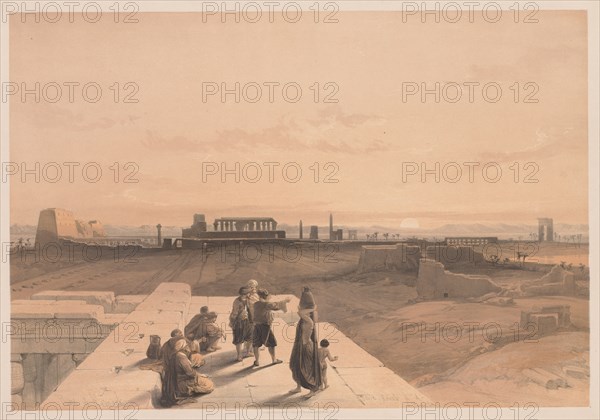 Egypt and Nubia:  Volume I - No. 38, Ruins of Karnak, 1838. Louis Haghe (British, 1806-1885). Color lithograph