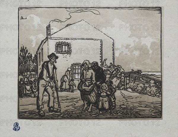 The Beggars at the Last House, 1905. Auguste Louis Lepère (French, 1849-1918). Chiaroscuro woodcut